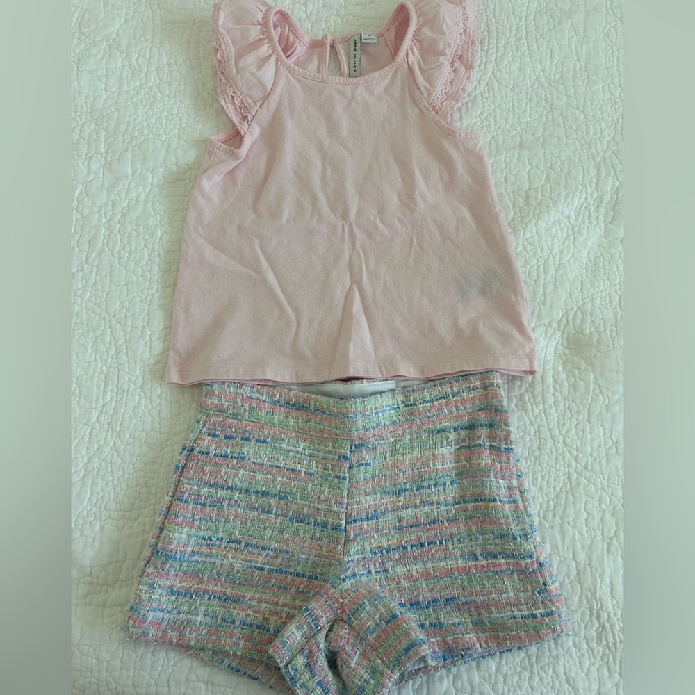 Janie and Jack Pastel Tweed Shorts and top